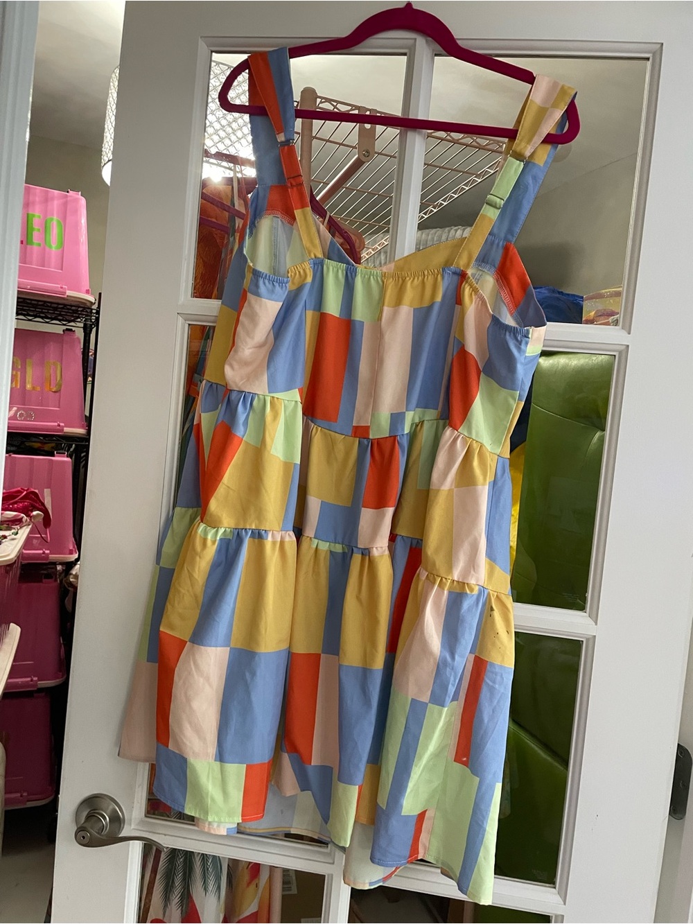 SHEIN multi color geometric design sundress